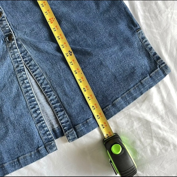 Objects Gold Button Up Long Denim Dress Medium - Picture 5 of 9